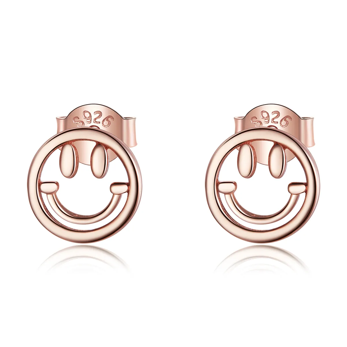 Cercei Tip Pandora cu Frumos Smiley Face din aur rose - SCE1106