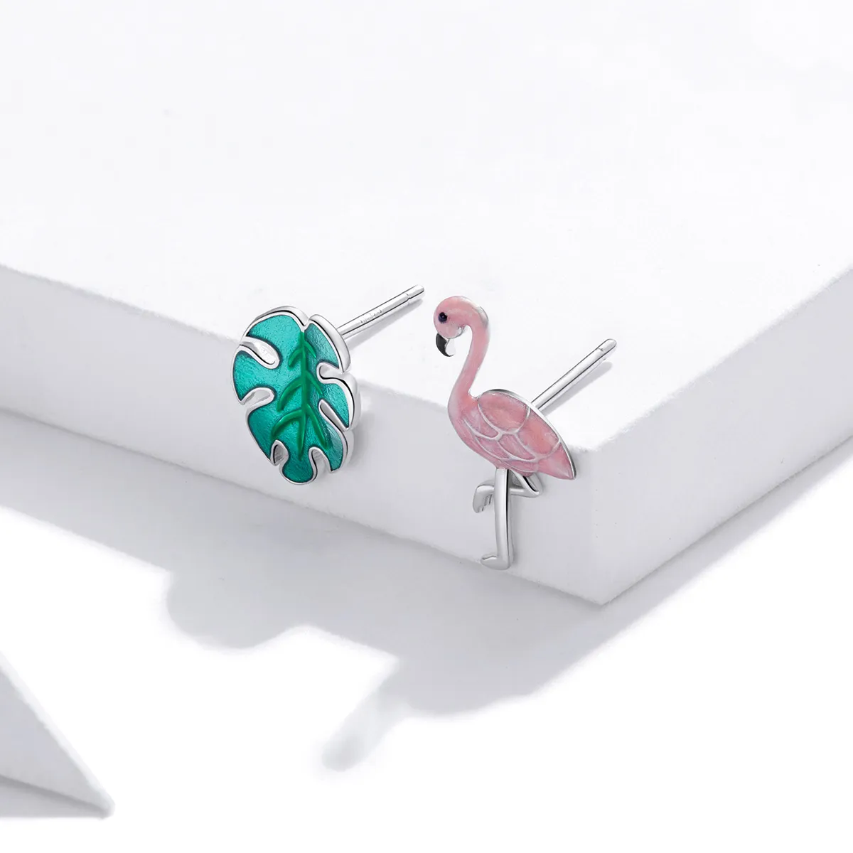 Cercei Tip Pandora cu Frunze și flamingo din argint - SCE1124