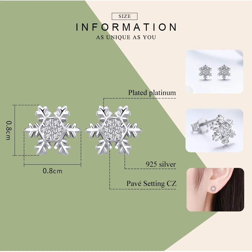 Cercei Tip Pandora cu Fulgi de zăpadă eleganți din argint - BSE009