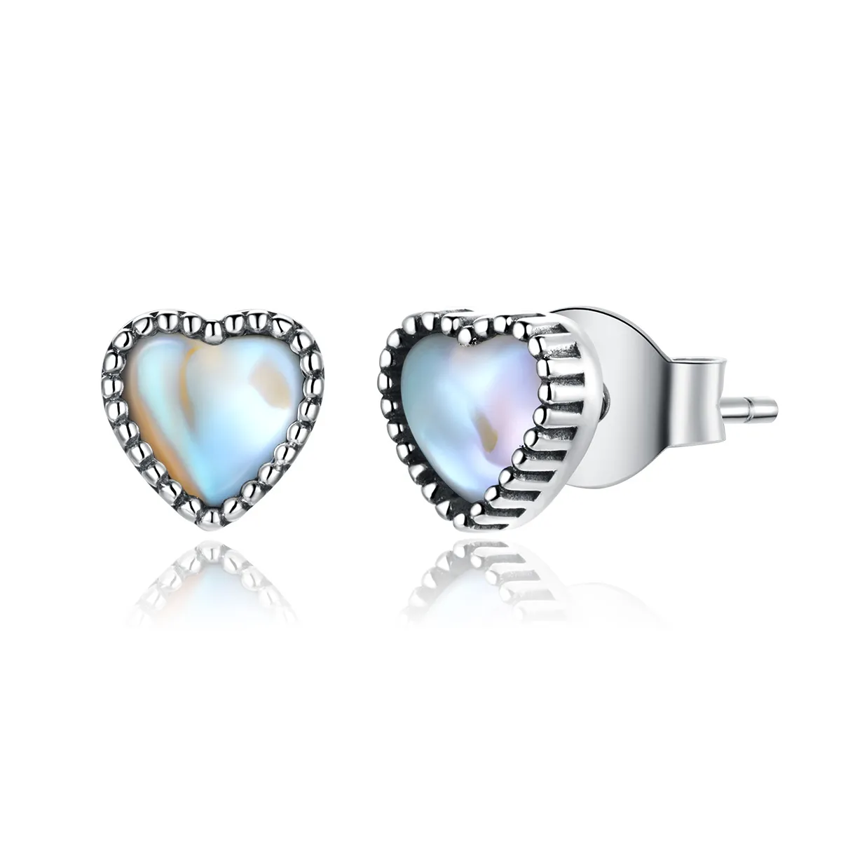 Cercei Tip Pandora cu Inimi de sticlă din argint - SCE929