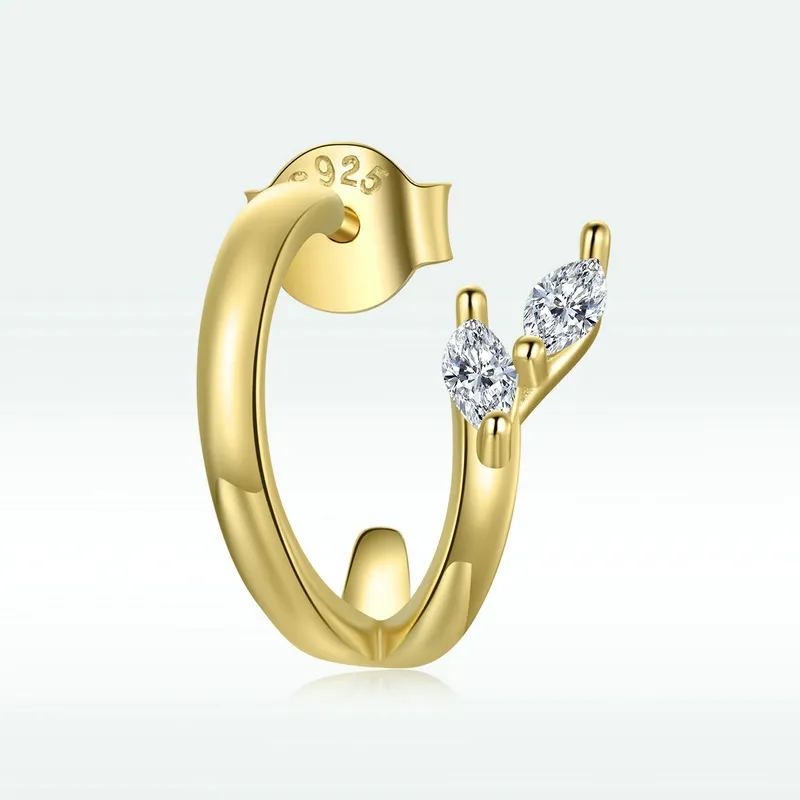 Cercei rotunzi Tip Pandora cu Diamant placat cu aur de 14 k - SCE1080