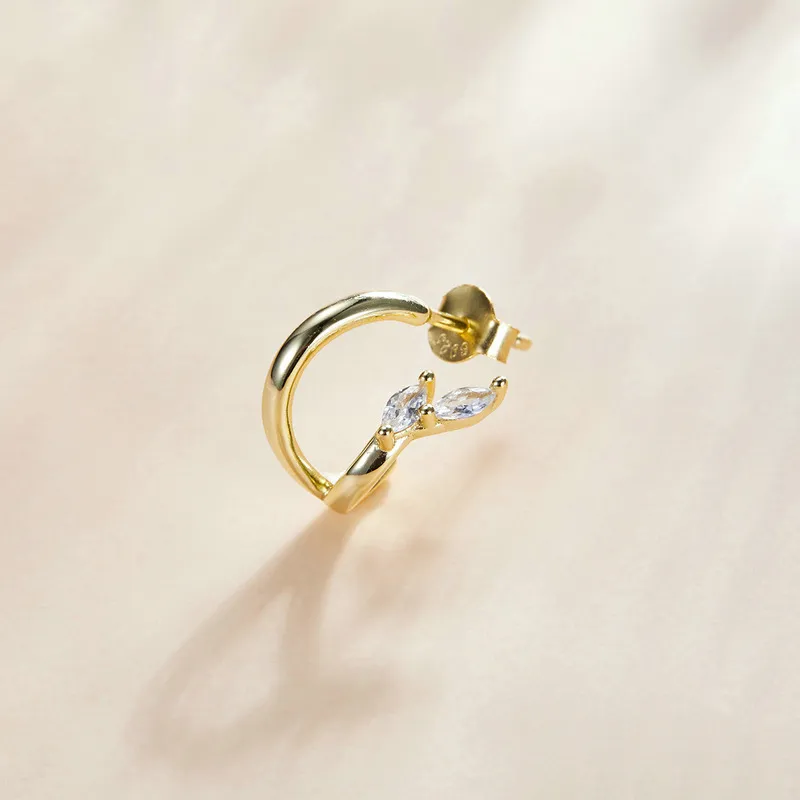 Cercei rotunzi Tip Pandora cu Diamant placat cu aur de 14 k - SCE1080