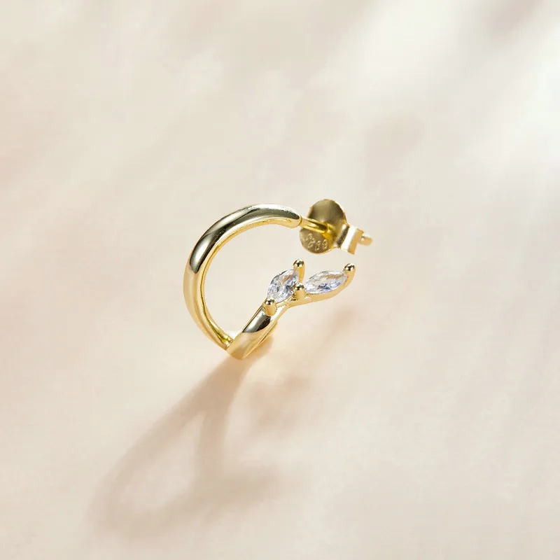 (imagine pentru) Cercei rotunzi Tip Pandora cu Diamant placat cu aur de 14 k - SCE1080 - Vizualizare 2