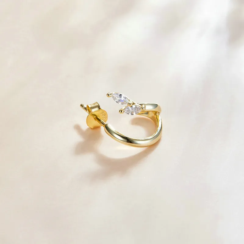 (imagine pentru) Cercei rotunzi Tip Pandora cu Diamant placat cu aur de 14 k - SCE1080 - Vizualizare 3