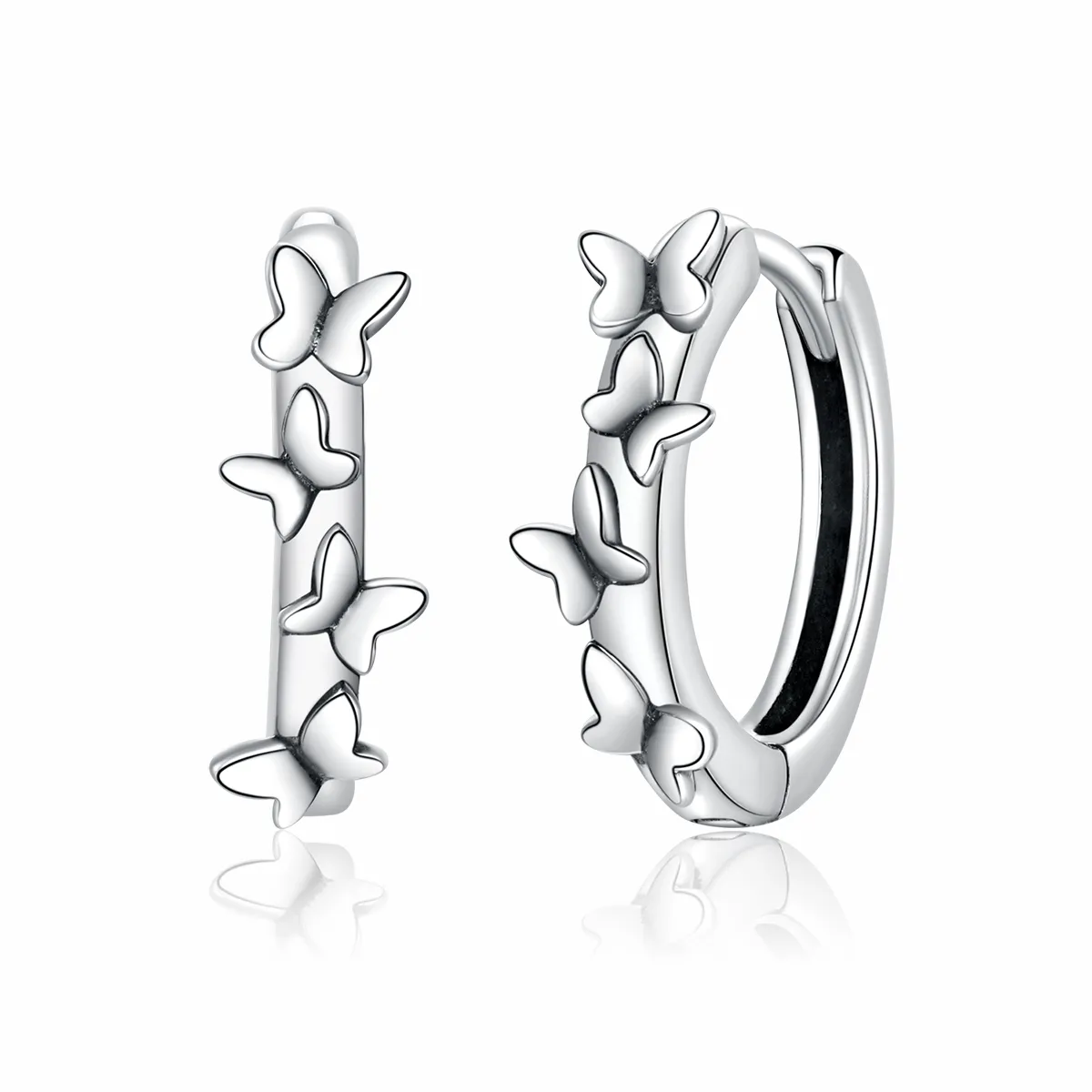 Cercei rotunzi Tip Pandora cu Fluturi eleganți din argint - SCE927