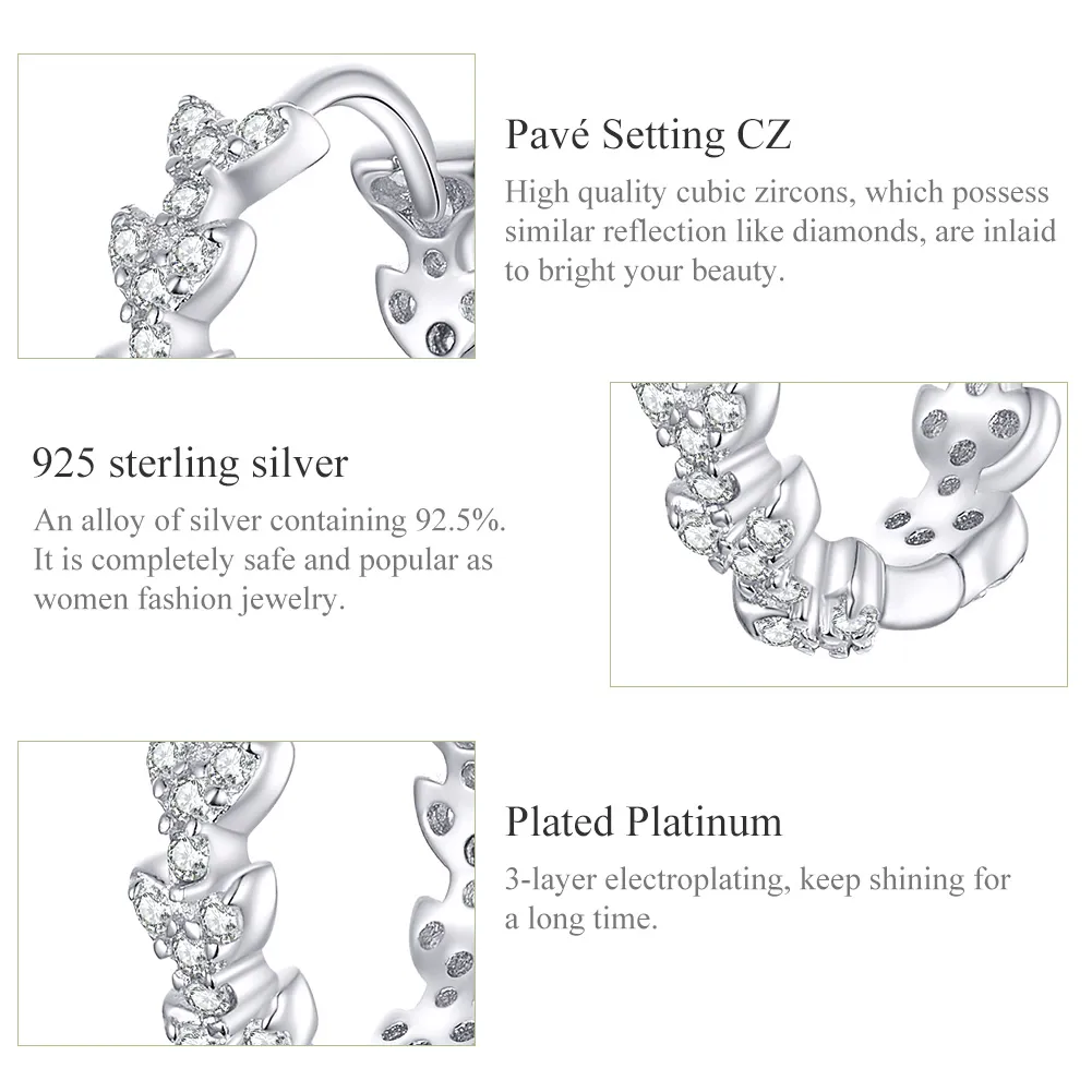 Cercei rotunzi Tip Pandora cu Frunza lucioasă din argint - BSE150