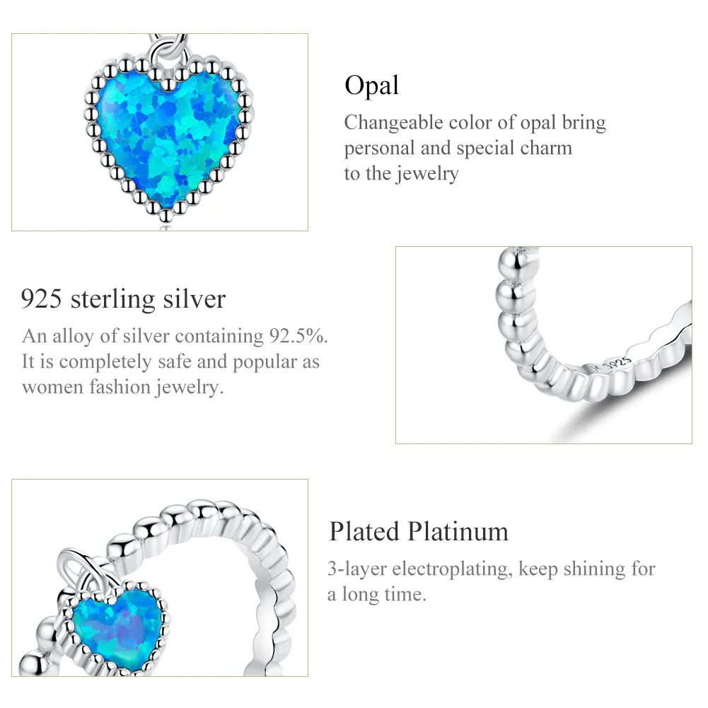 Set de bijuterii Inima albastru închis în două tonuri din argint - SET018