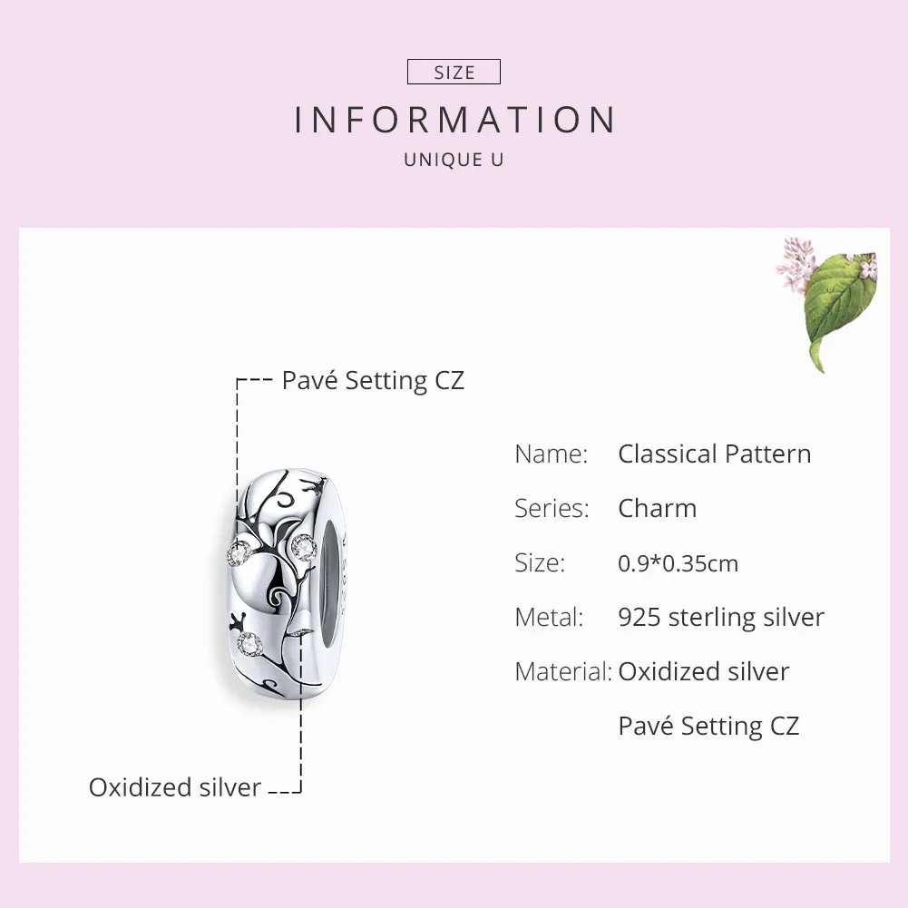 Talisman de tip distanțier Tip Pandora cu Model clasic din argint - SCC1559