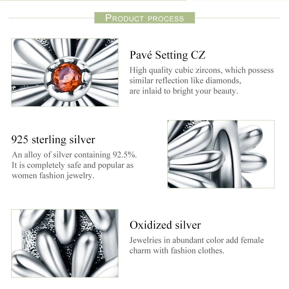 Talisman de tip distanțier Tip Pandora cu Daisy cununa din argint - SCC598