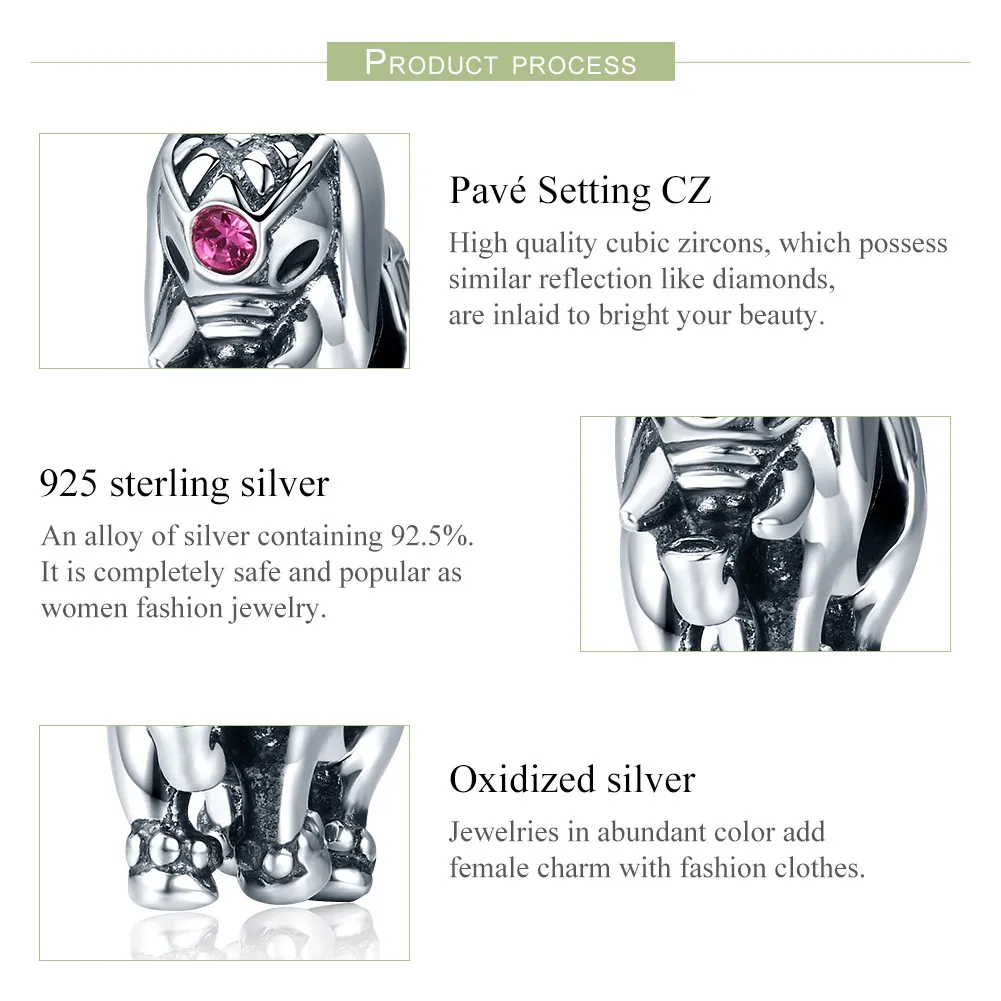 Talisman de tip distanțier Tip Pandora cu Drăguț Baby Elephant din argint - SCC321