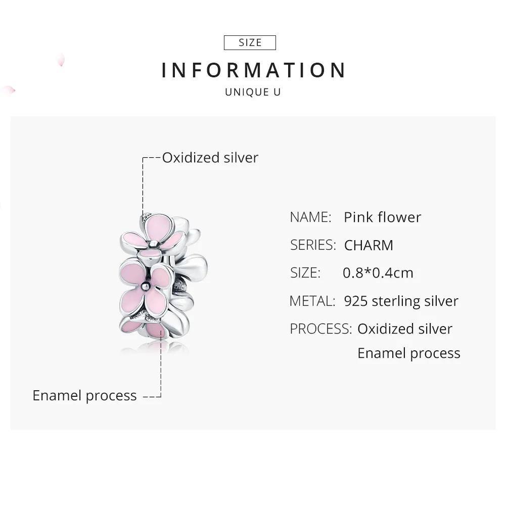 Talisman de tip distanțier Tip Pandora cu Floare roz din argint - SCC1484