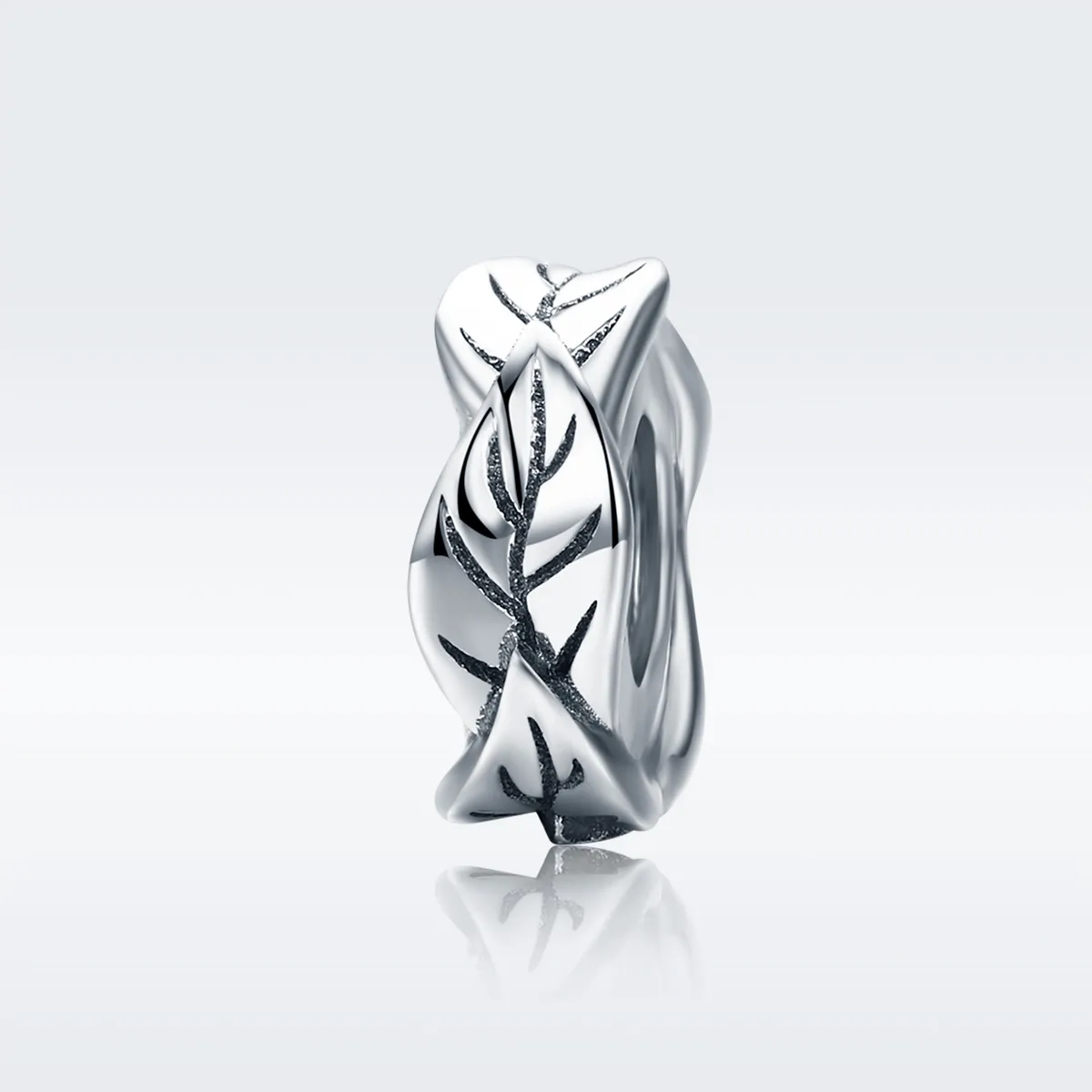 Talisman de tip distanțier Tip Pandora cu Frunze albe din argint - SCC597