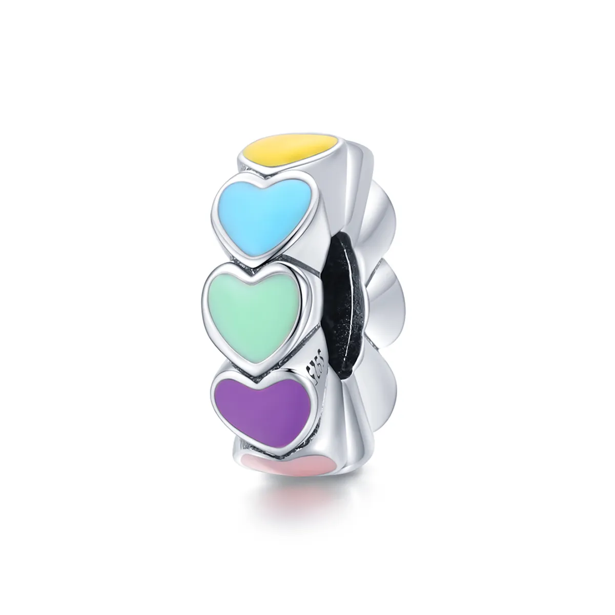 Talisman de tip distanțier Tip Pandora cu inima colorată din argint - SCC1838