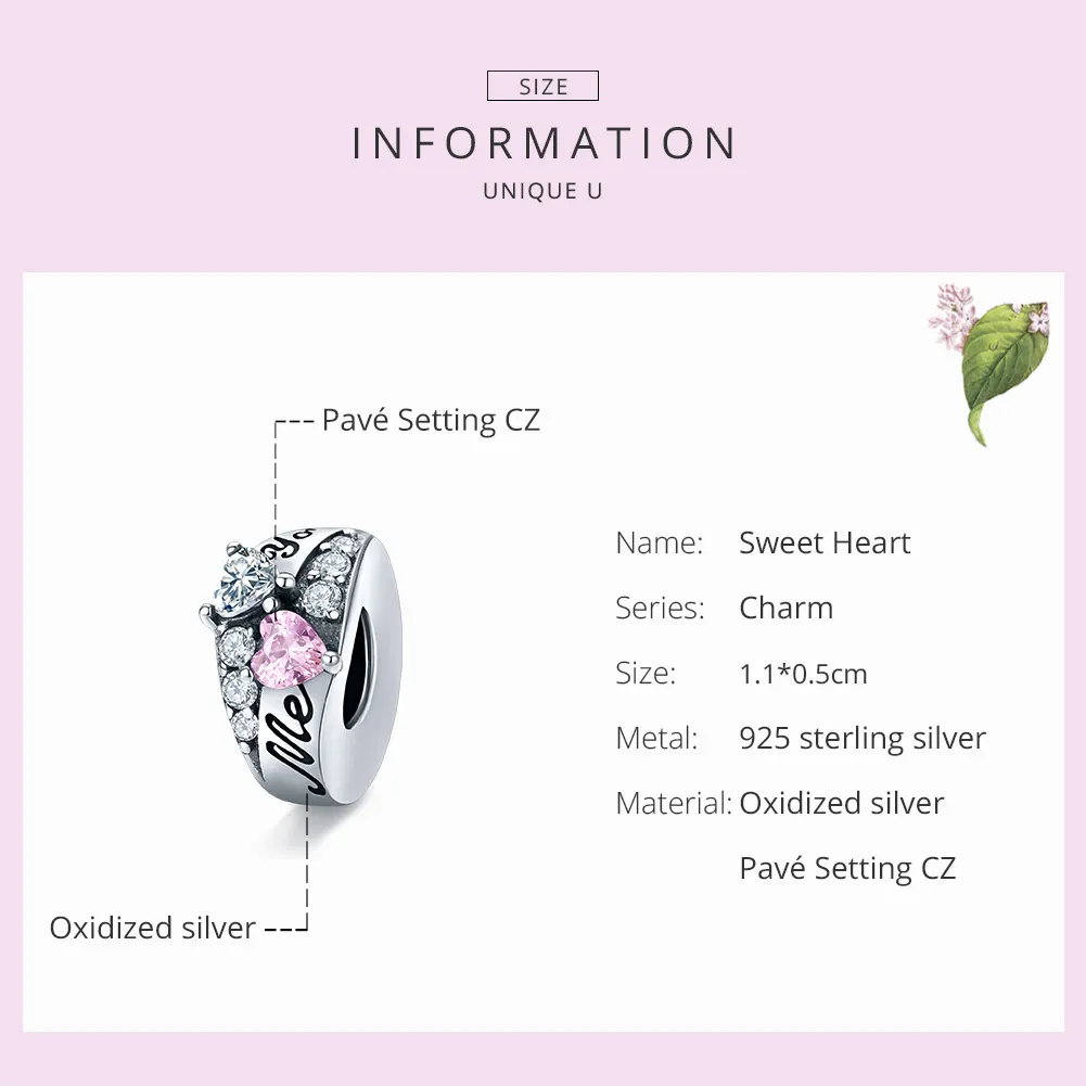 Talisman de tip distanțier Tip Pandora cu Inima dulce din argint - BSC283