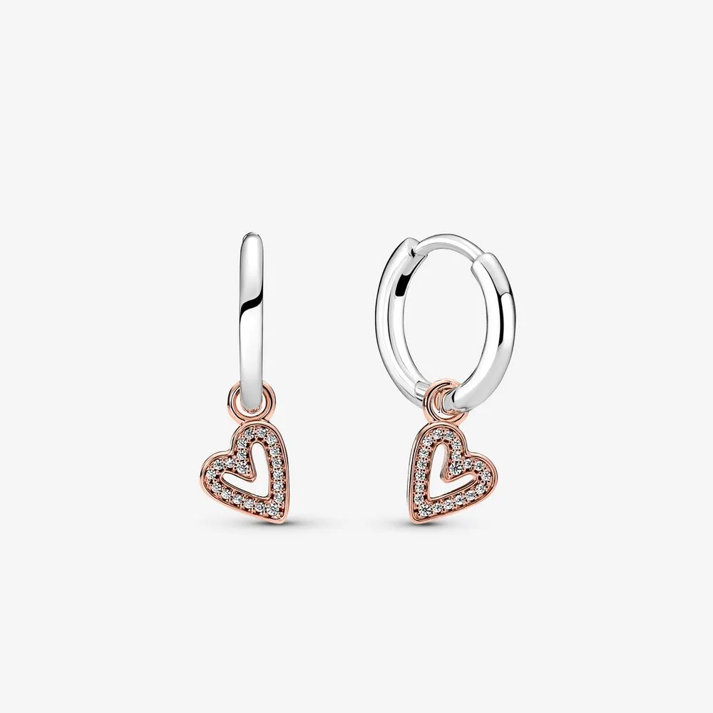 cercei cu inele în formă de inimă pandora sparkling freehand 280090c01