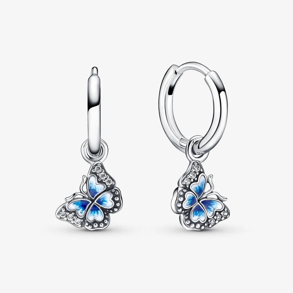 cercei in forma de inel pandora blue butterfly 290778c01