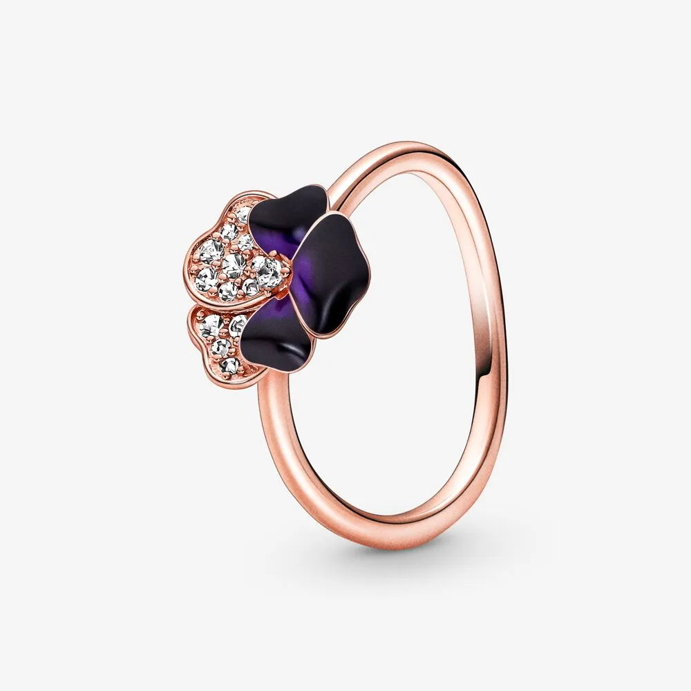 inelul pandora deep purple pansy flower 180764c01