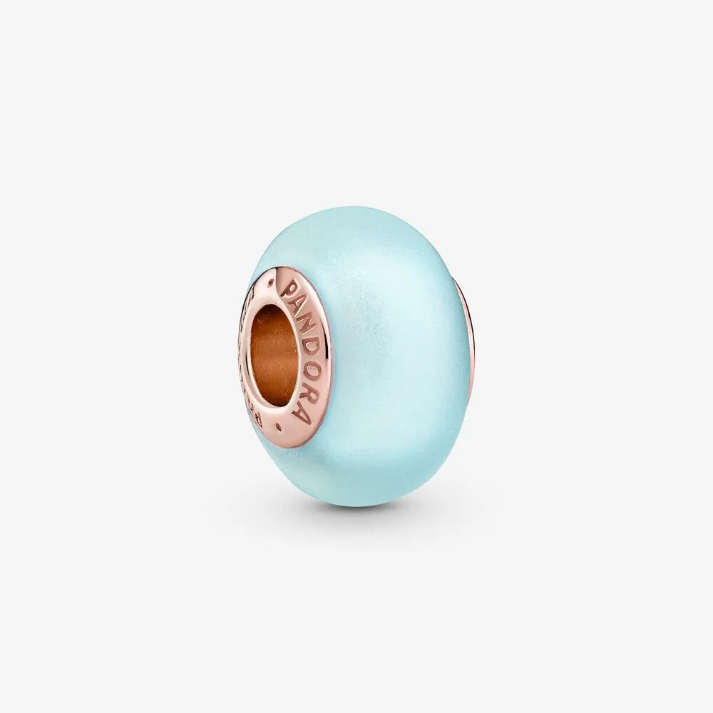 pandora charm din sticlă murano mată albastră 789420c00