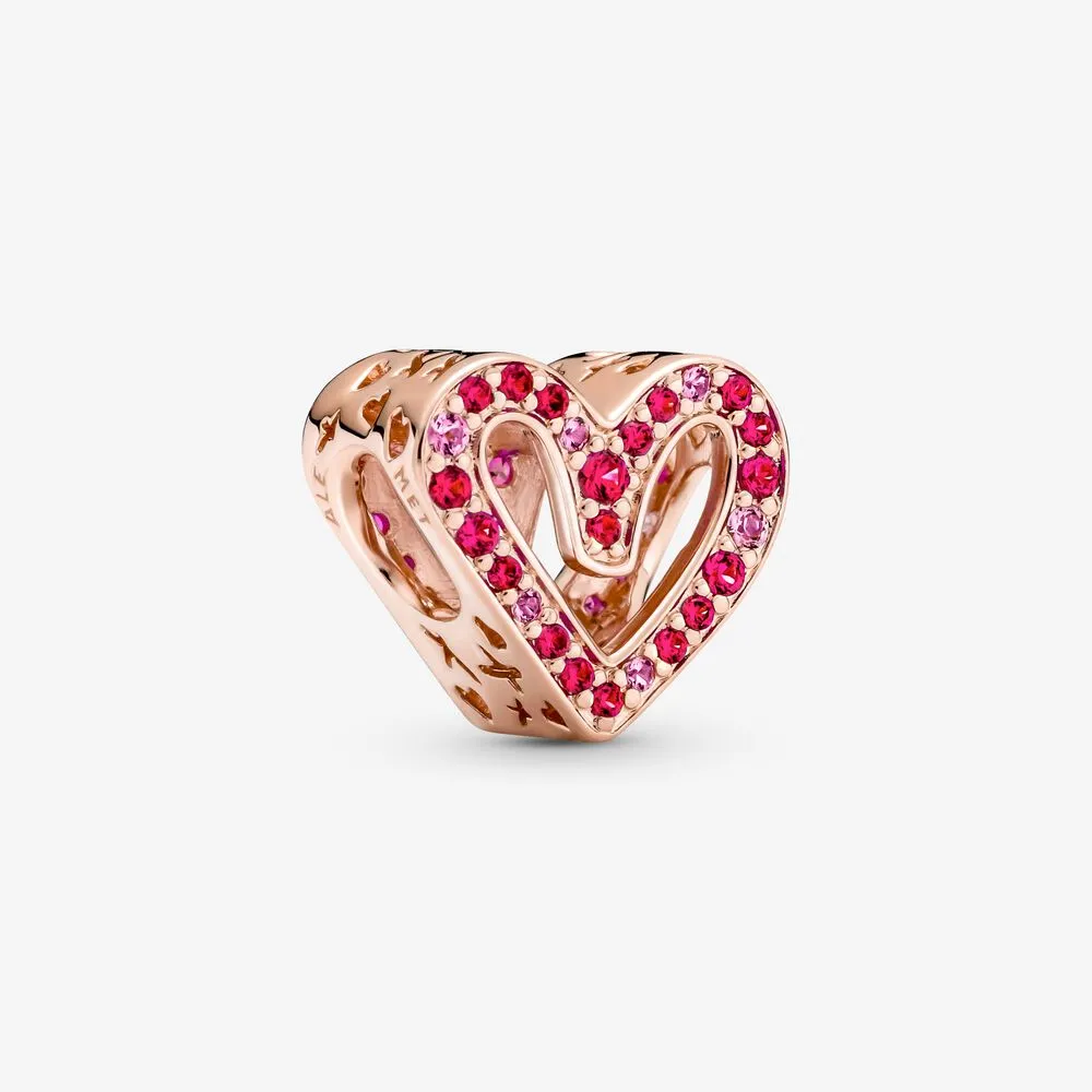 pandora charm inimă în formă liberă cu sclipiri de rubin roșu roz 788692c02