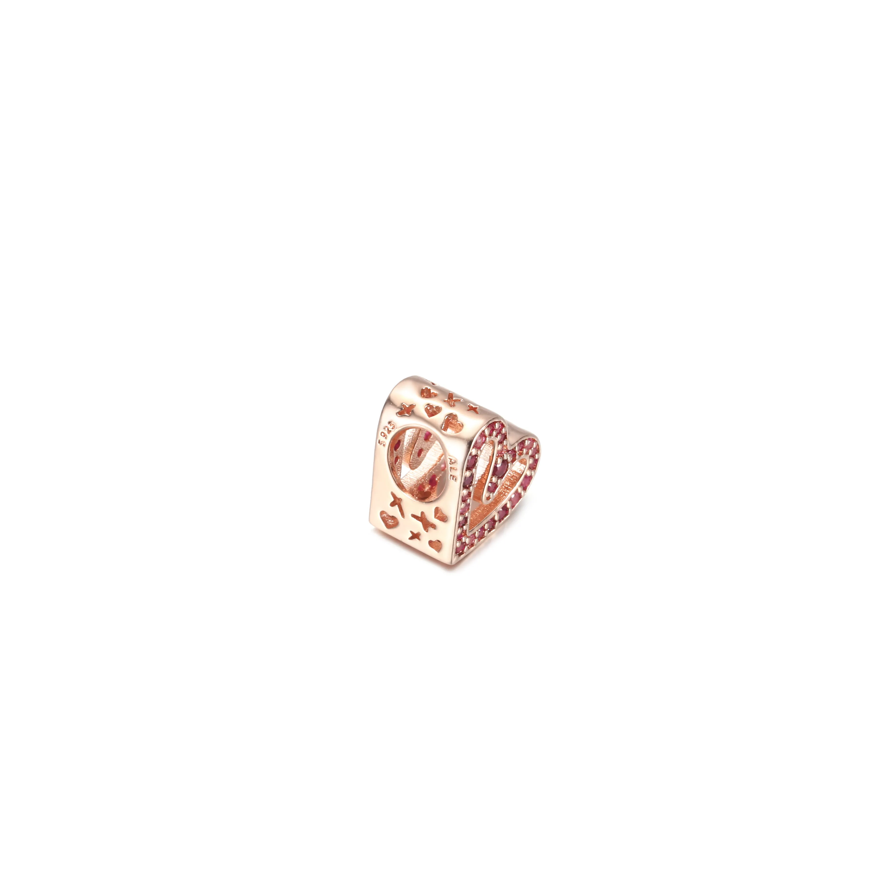 PANDORA charm inimă în formă liberă cu sclipiri de rubin roșu roz - 788692C02
