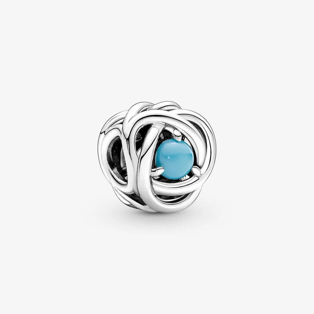 pandora decembrie turcoaz albastru cercei eternity circle 790064c02
