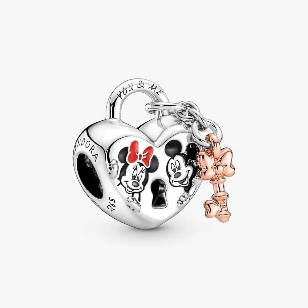 pandora disney broșă cu lacăt mickey mouse și minnie mouse 780109c01