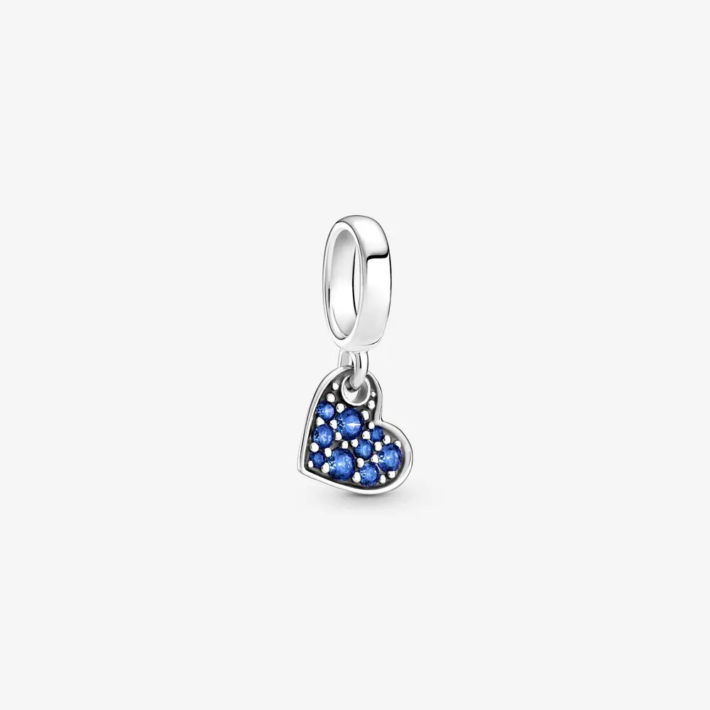 pandora stellar blue pavé inima înclinată pandantiv 799404c01