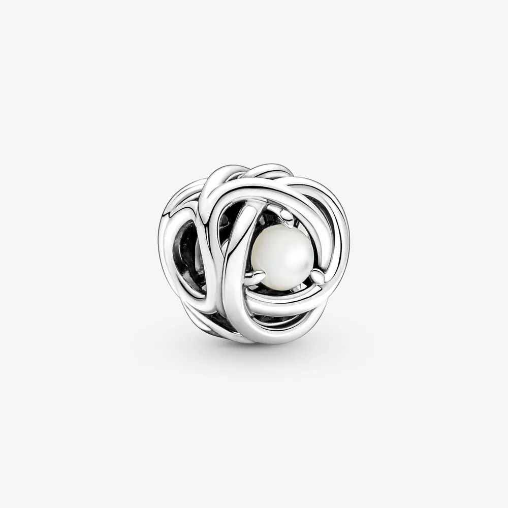 PANDORA în iunie, farmecul cercului de eternitate cu perla albă Mother of Pearl - 790064C03