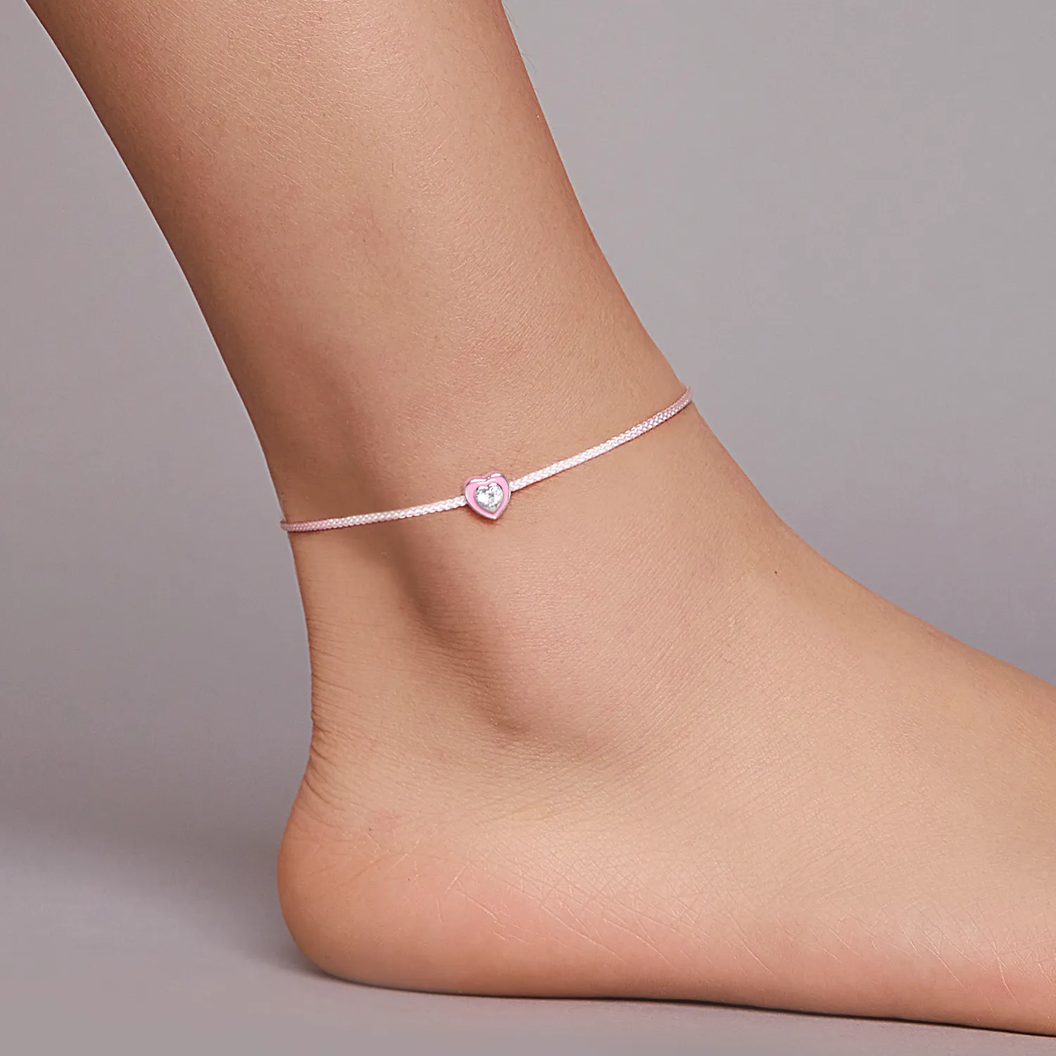 Pandora Style Pink Heart Anklet - SCT022