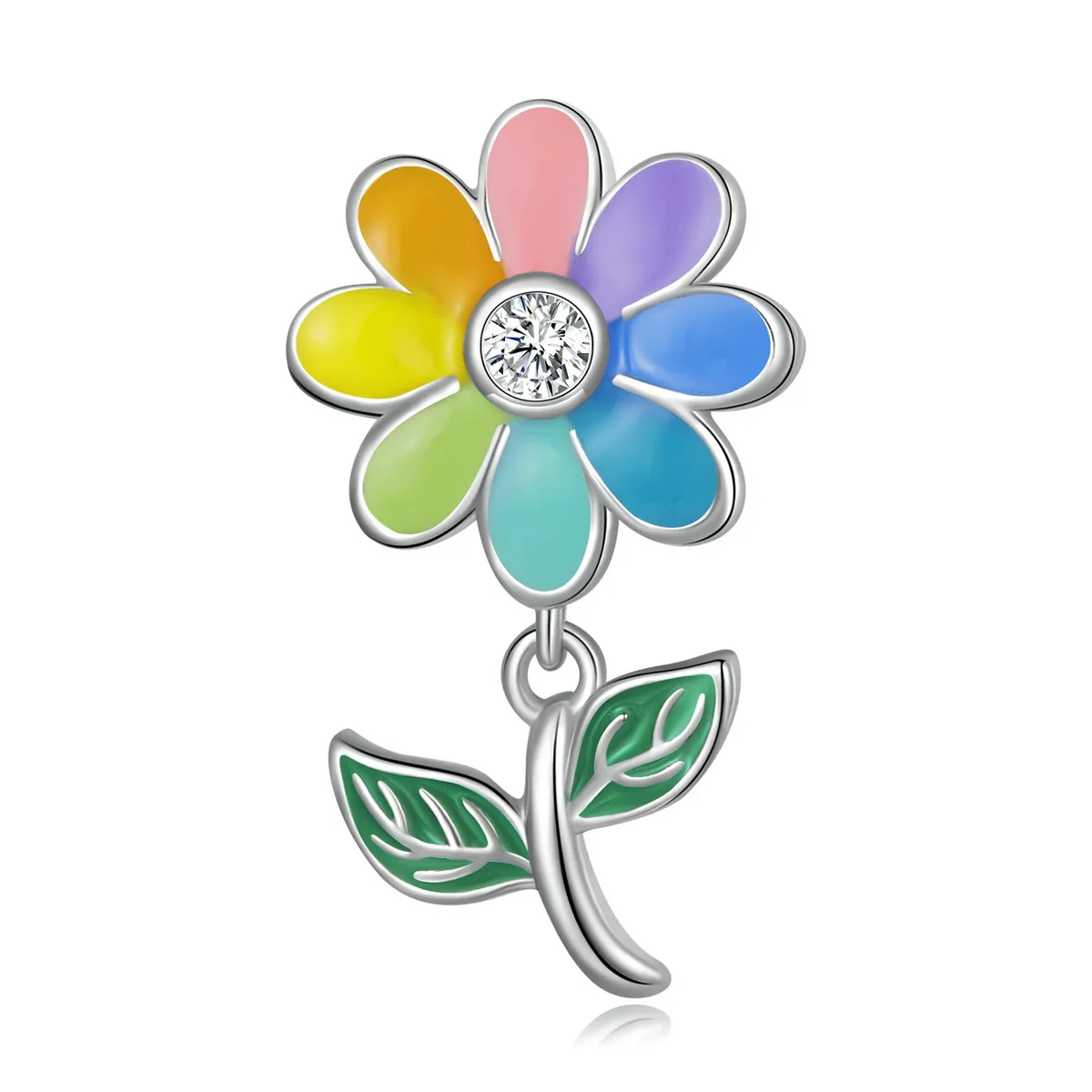 bijuterie pandantiv stil pandora cu floarea soarelui colorată scc2088