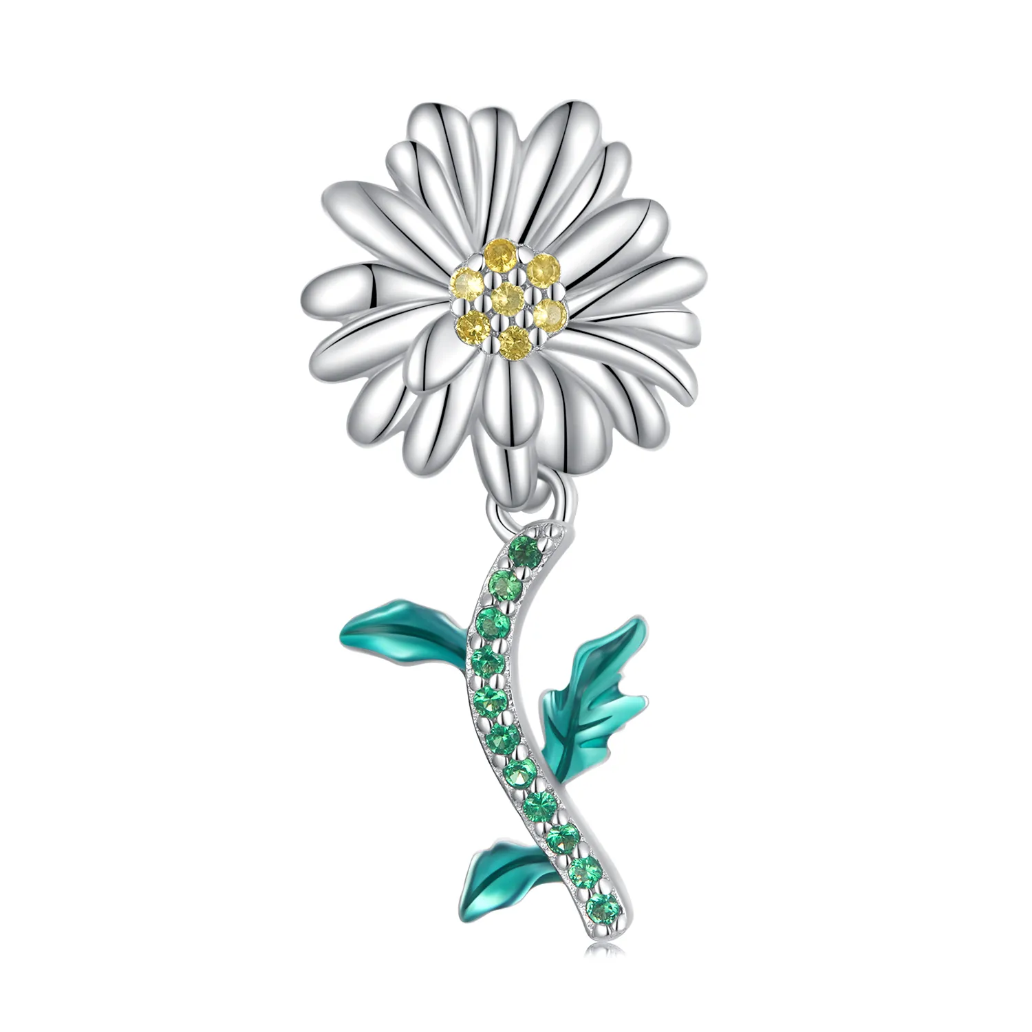 breloc în stil pandora cu floare de margaretă bsc648