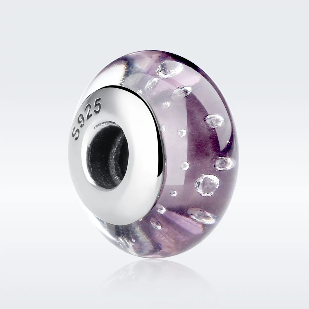 charm din sticlă murano mov în stil pandora scz001