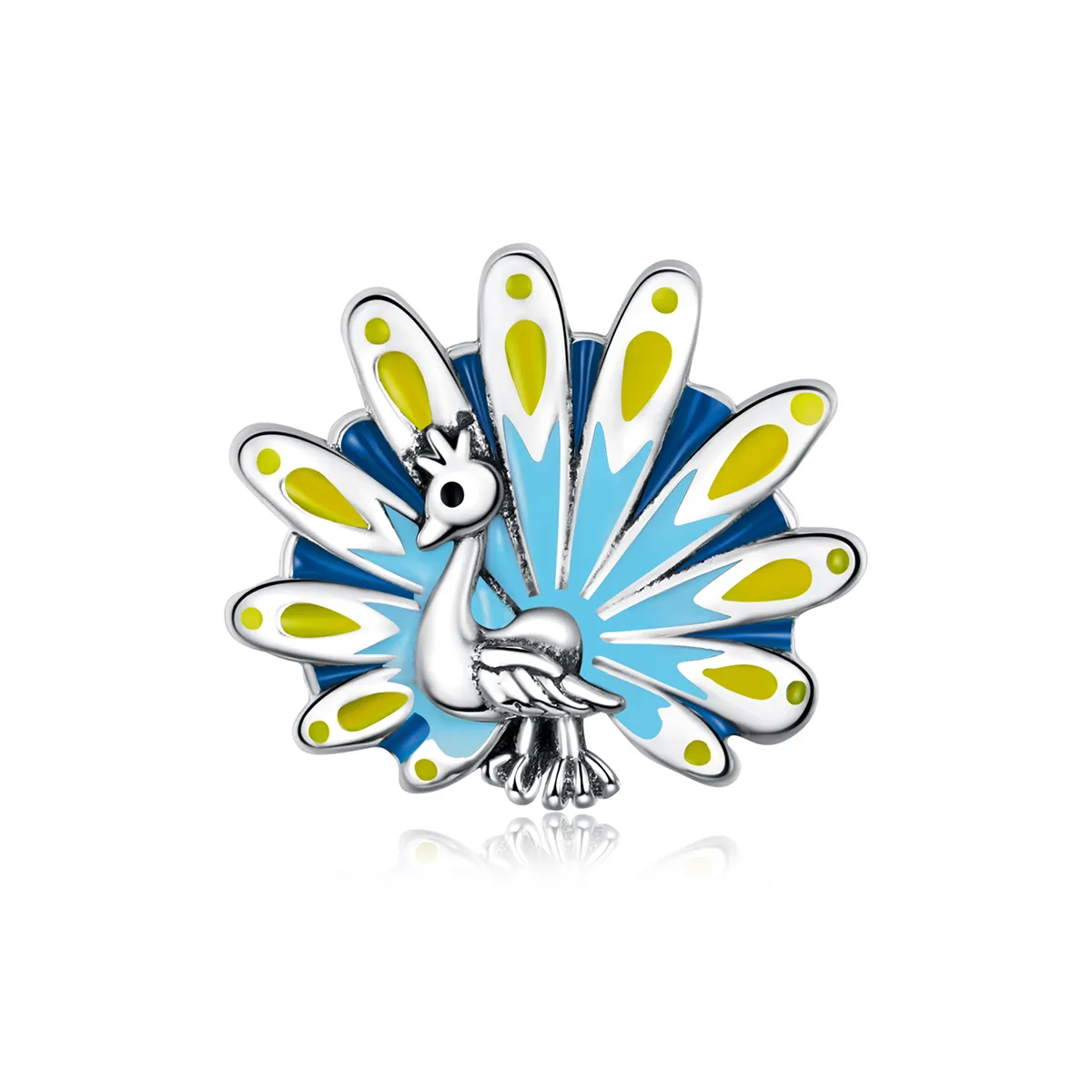 charm în stilul pandora cu păun albastru scc1644