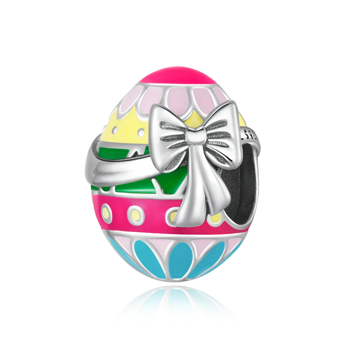 Charma în formă de ou de Paște în stilul Pandora cu fundiță - SCC2119