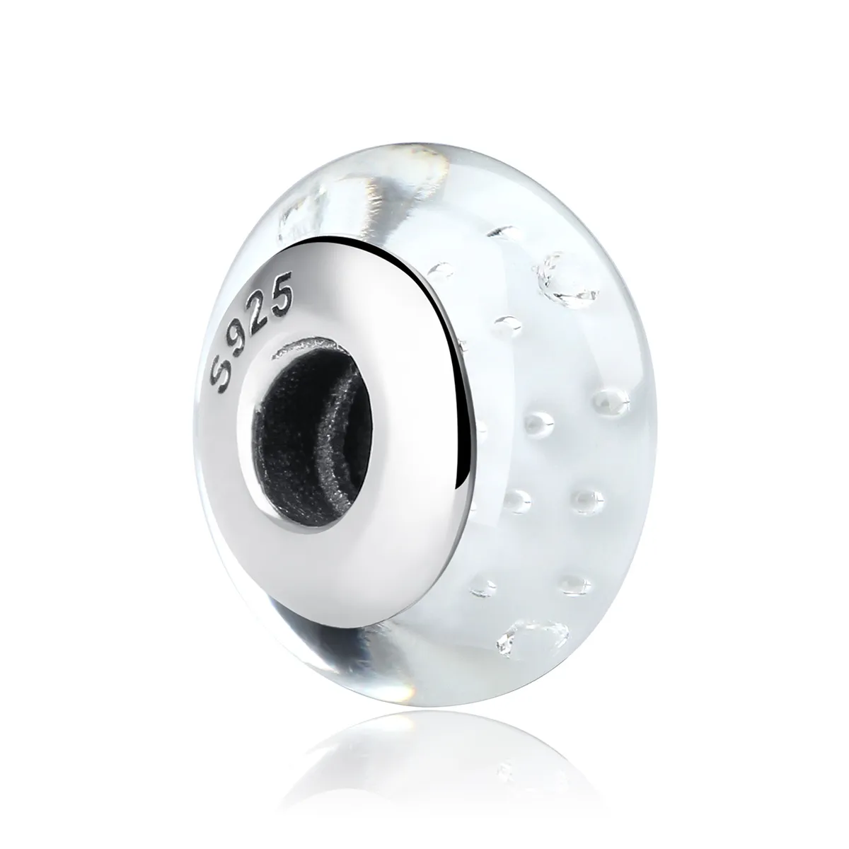 pandora stil alb charm din sticlă murano scz002