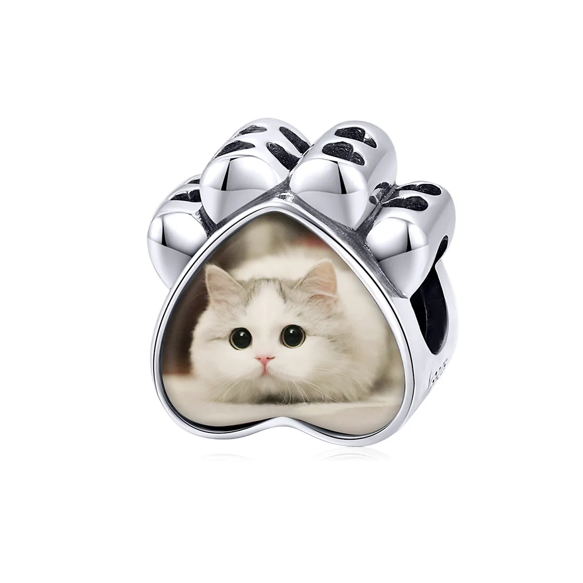 Pandora Stil Amuletă Personalizată cu Poza de Lăbuță de Pisică - SCC1436