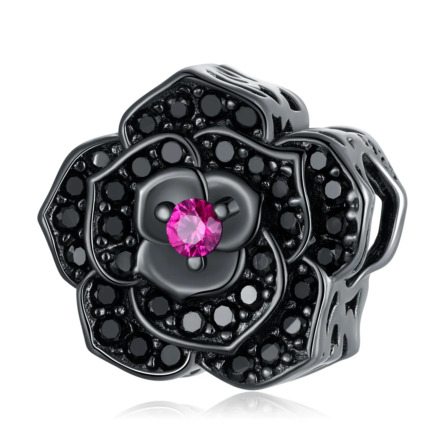 pandora stil breloc floare neagră scc2380