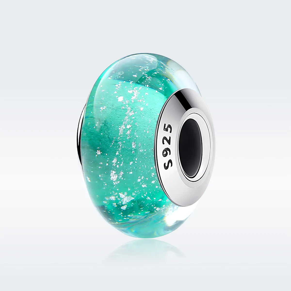 pandora stil charm din sticlă murano verde scz021