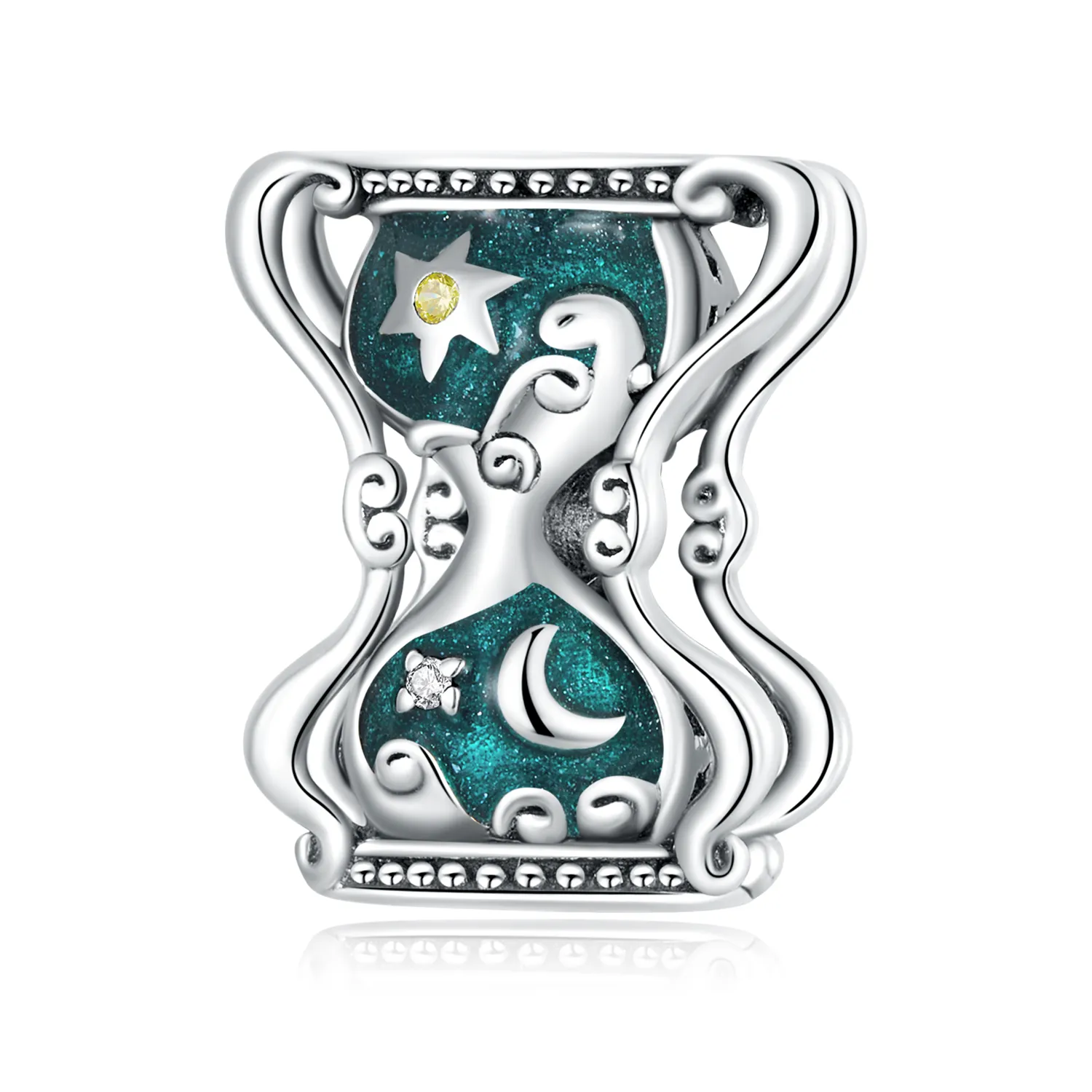 pandora style amuletă cu nisip în formă de soare și lună scc2265