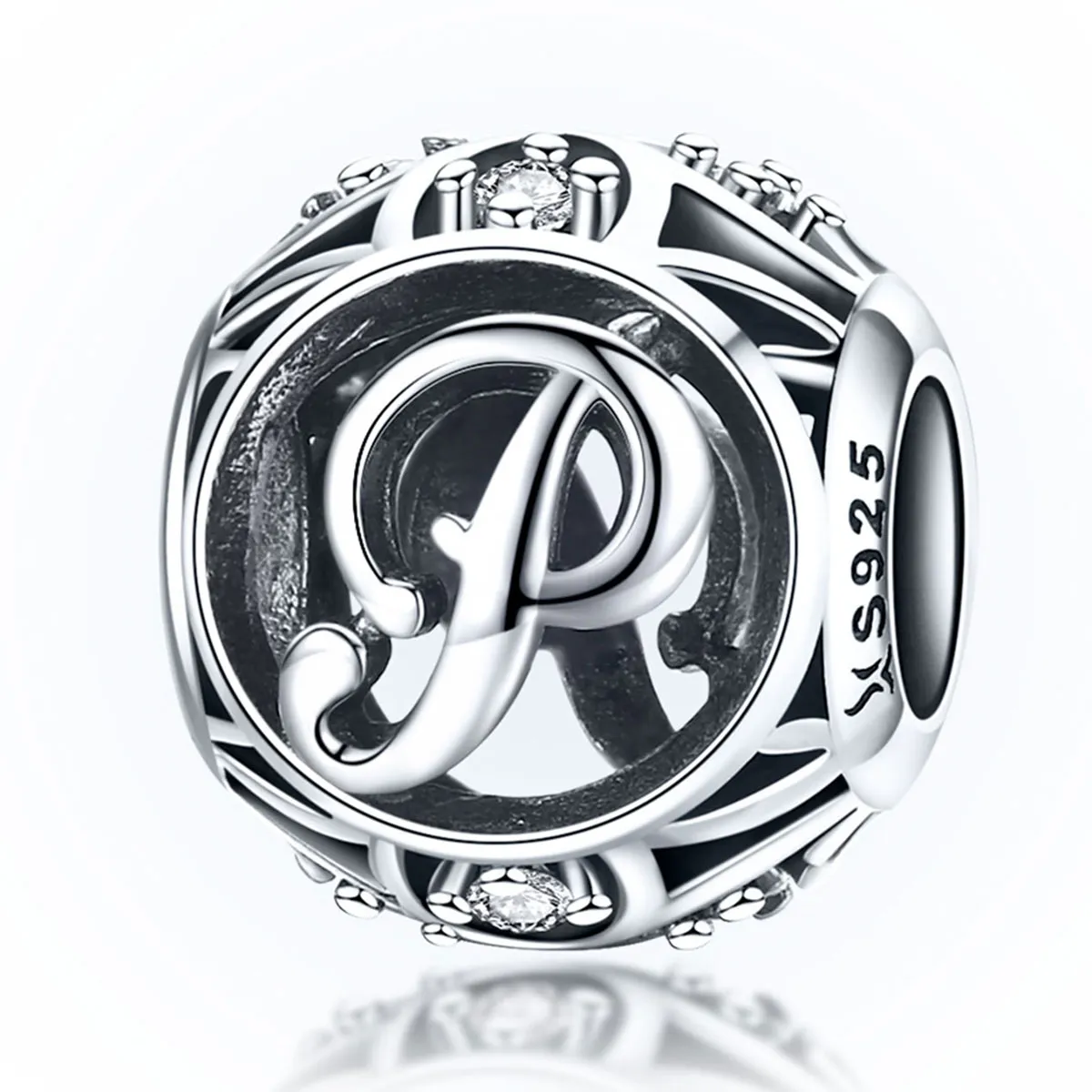 Pandora Style Letter-P Charm - Medalion cu litera P în stilul Pandora - SCC738-P