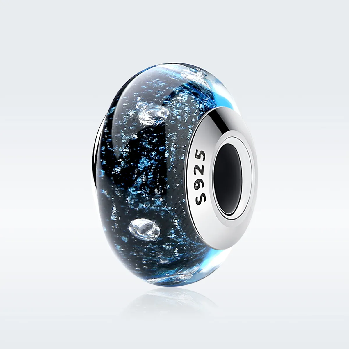 Pandora Style Midnight Bubbling with Threaded Murano Glass Charm - SCZ028