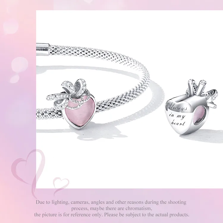 (imagine pentru) Pandora Style Pink Heart Charm - SCC2261 - Vizualizare 3