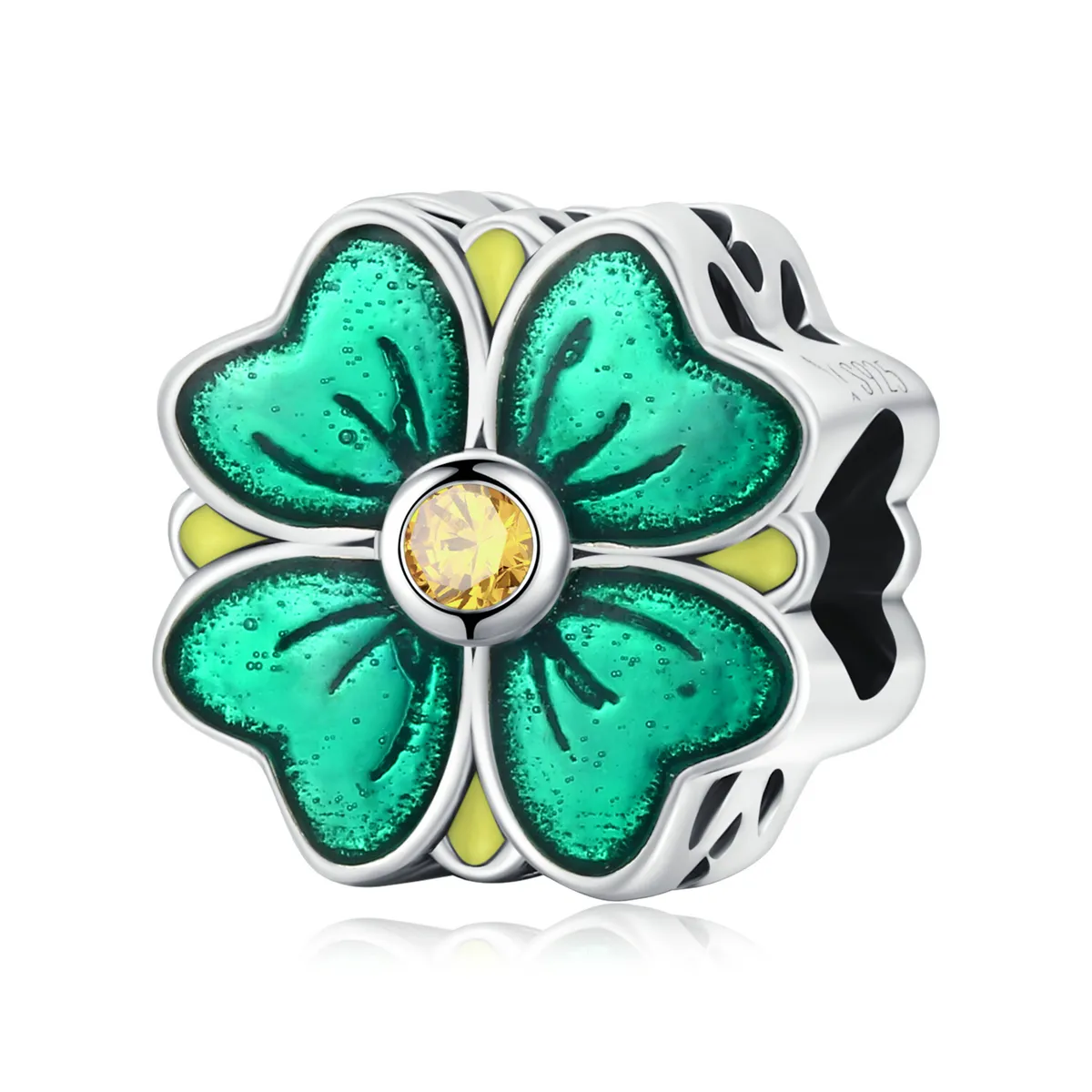 pandora style talisman norocos trifoi cu patru foi scc2018