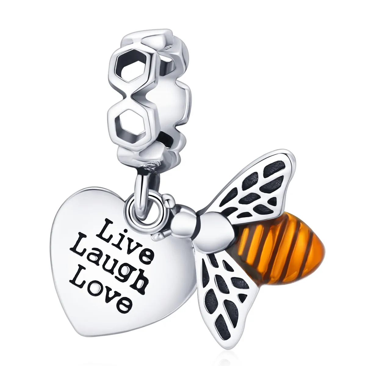 Pandantiv cu stil Pandora în formă de albine și inimi - BSC495