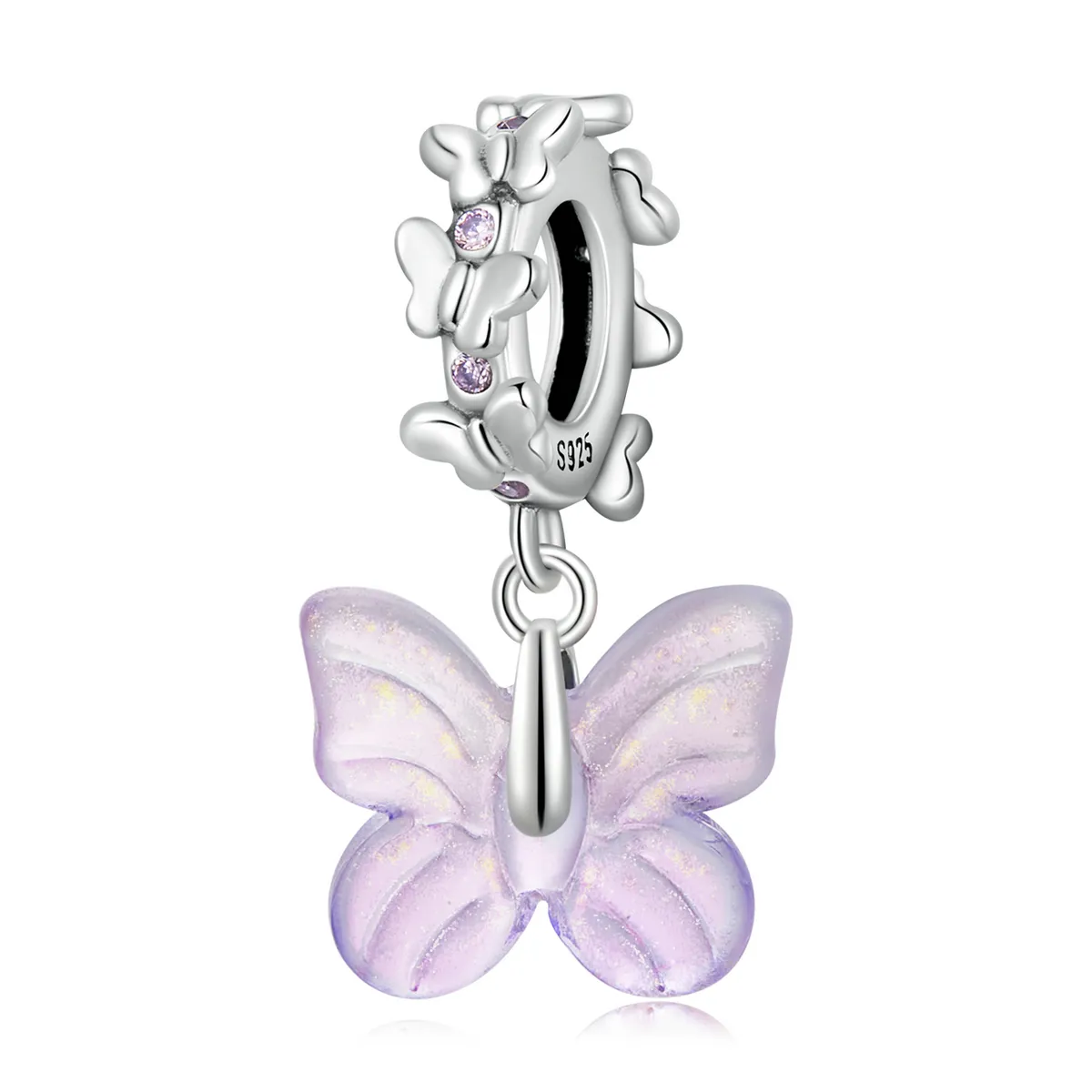 Pandantiv stil Pandora cu fluture din sticlă - SCC2087