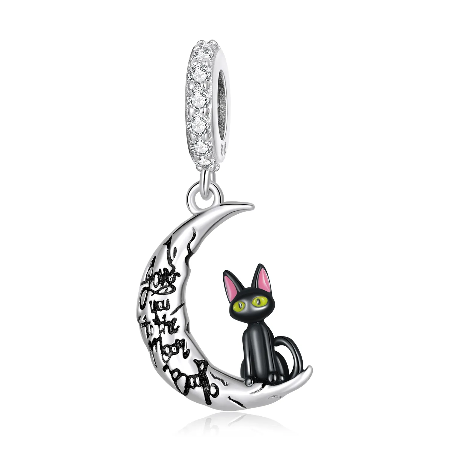 pandora stil lună pisică neagră dangle scc2218