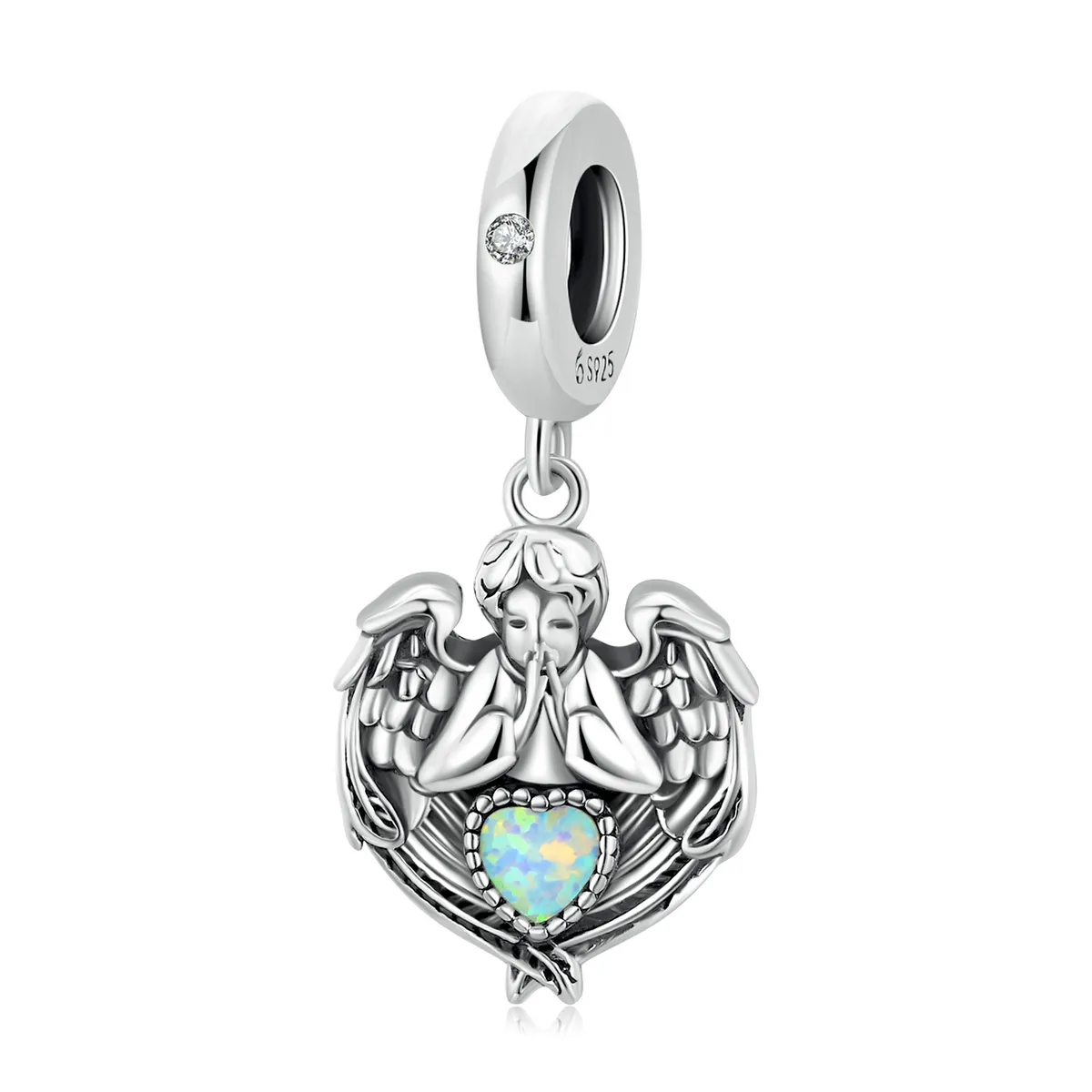 stil pandora pendanta cu înger rugăciune și iubire bsc568