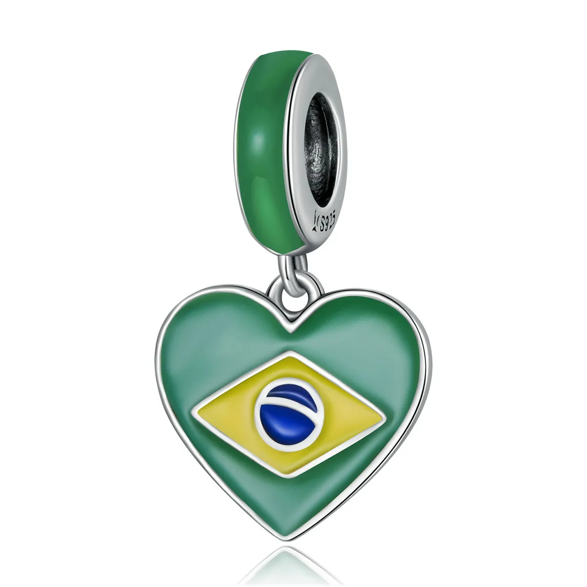 stilul pandora drapelul braziliei cu pandantiv în formă de inimă iubire scc2084