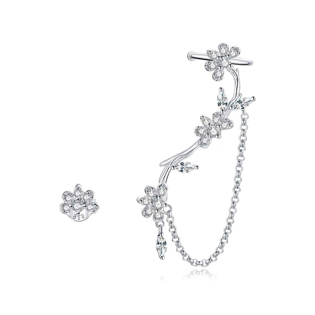 Pandora Style Blossoms On Moshang Ear clip - BSE476