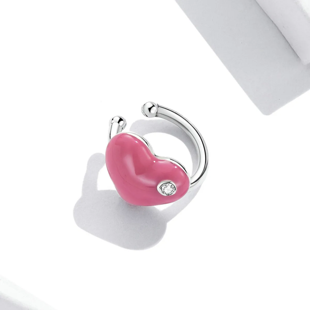 Pandora Style Rose Red Heart Ear clip - SCE1362